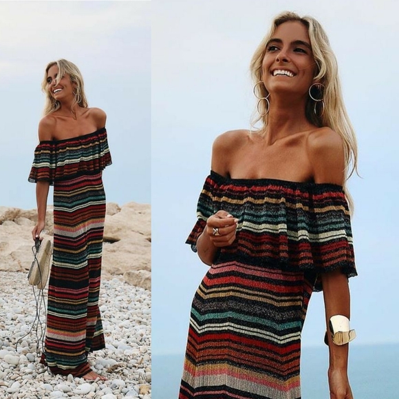 Zara | Multicoloured Striped Knit Maxi Dress - Picture 13 of 13